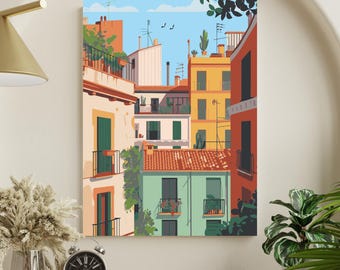 Mittelmeer Stadt Malen nach Zahlen Kit: Balkon Blick DIY Sommer Wandkunst