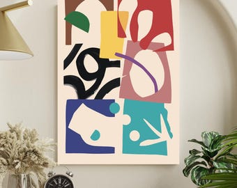Abstrakte Formen Malen nach Zahlen Kit: Matisse Style Farbblock Wandkunst