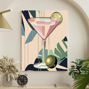 Cocktail PAINT by NUMBERS Kit Adults Minimalistic Chic DIY Painting Easy Beginners Hobby Painting Kit Wall Art Gift Mum Girlfriend