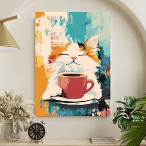 Cute Cat - Premium Paint by Numbers Kit  | Canvas on Wooden Frame | DIY Painting Kit for Adults | Gift for Her