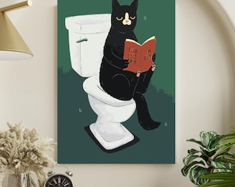 Schwarze Katze auf Toilette Malen nach Zahlen Kit: Lustige DIY Kunst