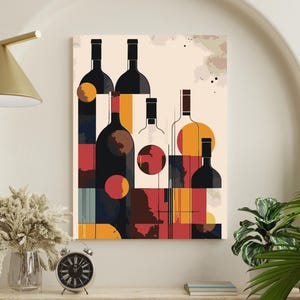 Wine Bottles PAINT by NUMBERS Kit Adults Minimalistic Chic DIY Painting Easy Beginners Hobby Painting Kit Wall Art Gift