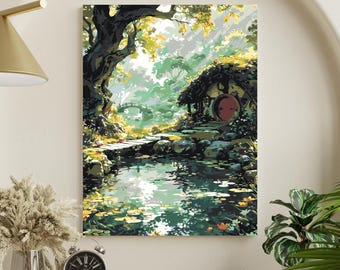 Malen nach Zahlen Set – Frühlingslandschaft, Blumen | Leinwand gerahmt | DIY Kunst Geschenk für Erwachsene