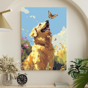 Dog - Premium Paint by Numbers Kit  | Canvas on Wooden Frame | DIY Painting Kit for Adults | Gift for Her