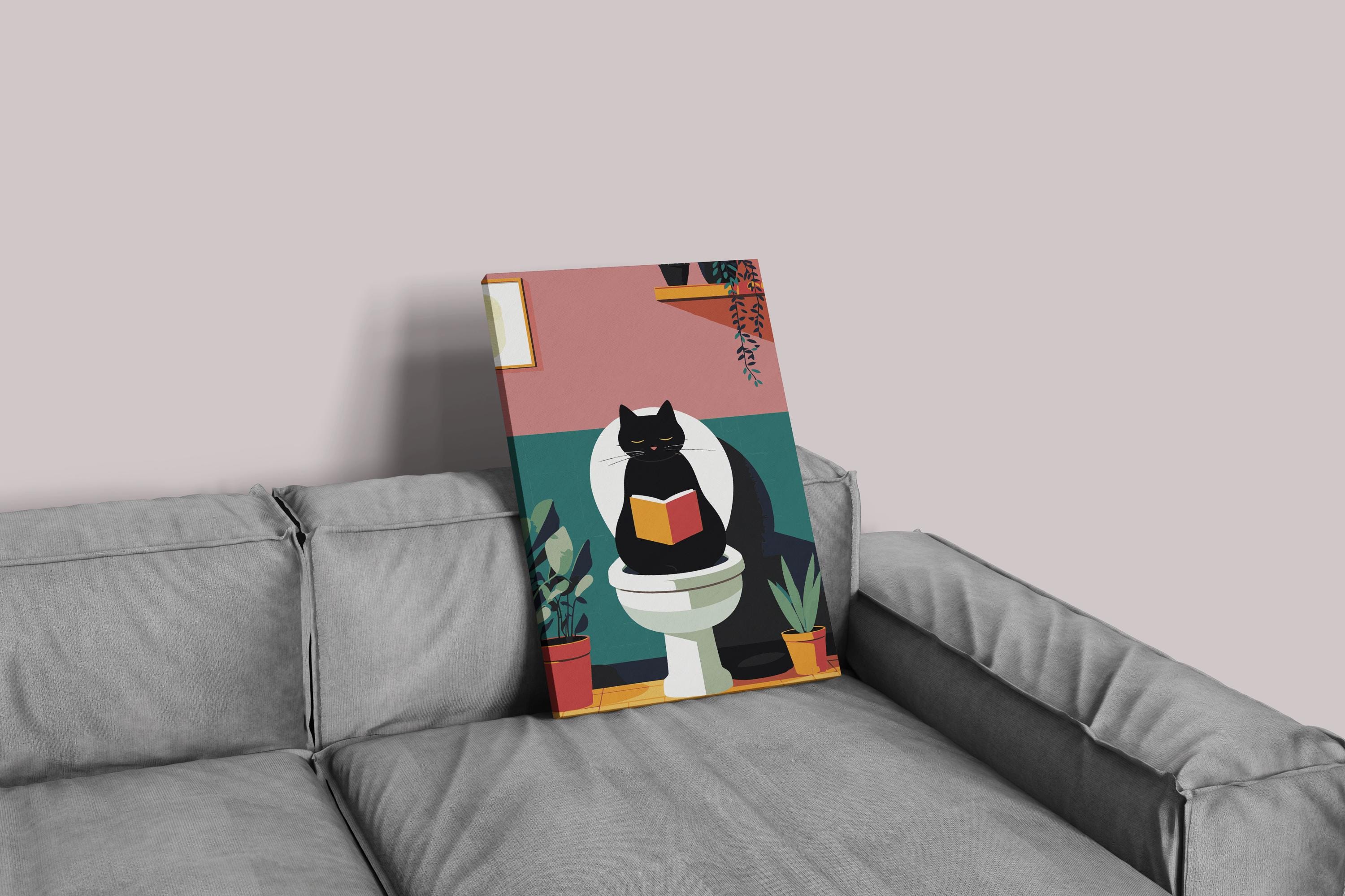 Black Cat on Toilet Paint by Numbers Kit: Funny DIY Bathroom Art - Etsy