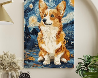 Corgis Sternennacht Malen nach Zahlen Kit: DIY Haustierkunst