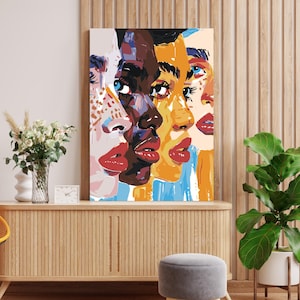 Paint by Number – Colorful Female Portraits | Framed Canvas Kit | Bold Fine Art DIY for Adults