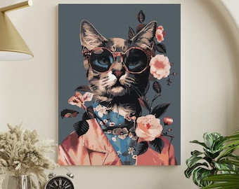 Cat Paint by Numbers Kit: DIY Framed Canvas Art for Adults