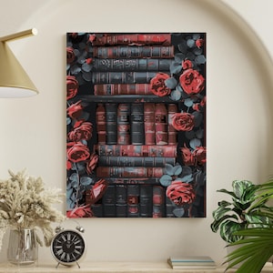 Stack of Books Paint By Number Kit | Floral Bow Book  | DIY Paint by Numbers Adult  | Bookshelf Bookworm Wall Art | Book Lover Gift