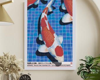 Kohaku Koi Fische Malen Nach Zahlen Kit: Japanisches Pool Art Bild (Digitaler Download)