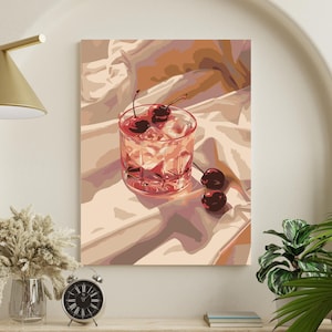 Cocktail PAINT by NUMBERS Kit Adults Minimalistic Chic DIY Painting Easy Beginners Hobby Painting Kit Wall Art Gift Mum Girlfriend