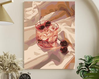 Cocktail Malen nach Zahlen Kit: Minimalistisches DIY-Gemälde für Erwachsene