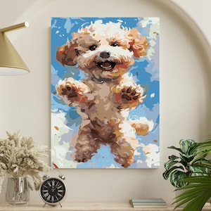 Cute Dog - Premium Paint by Numbers Kit  | Canvas on Wooden Frame | DIY Painting Kit for Adults | Gift for Her