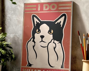 Lustige Mittelfinger Katze Malen Nach Zahlen Kit: Retro Meme DIY Bild für Erwachsene