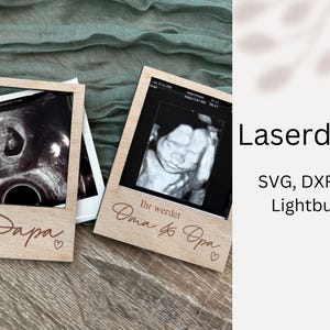 Laserdatei Polaroid-Rahmen | Schwangerschaftsverkündung | Digitaler Download | DIY Holzrahmen | 14 Designs