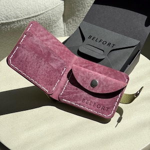 Cartera de cuero minimalista personalizada, accesorios de cuero hechos a mano, cartera personalizada, linda cartera, regalo de cumpleaños único para papá, mamá, niño y niña.