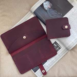 Leren damesportemonnee, gepersonaliseerde rugzaktas, reisaccessoires, geldenvelopkoppeling, cadeau voor haar moeder, vrouw, meisje, chequeboekomslag