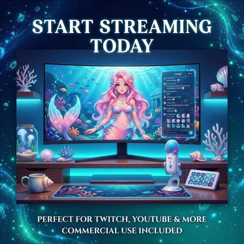 Mermaid Vtuber Model: Curvy Siren, Ready to Rig, Live2d (pngtuber) - Etsy