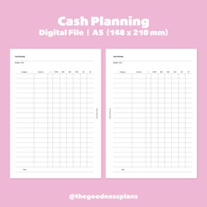 Digital File | A5 | Cash Planning | Printable file