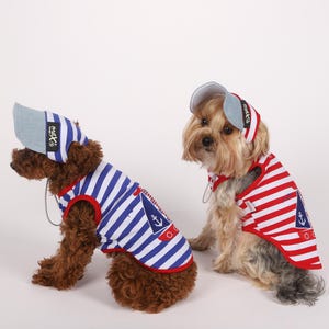 Pet Sailor Costume and Hat Set  For Dogs&Cats