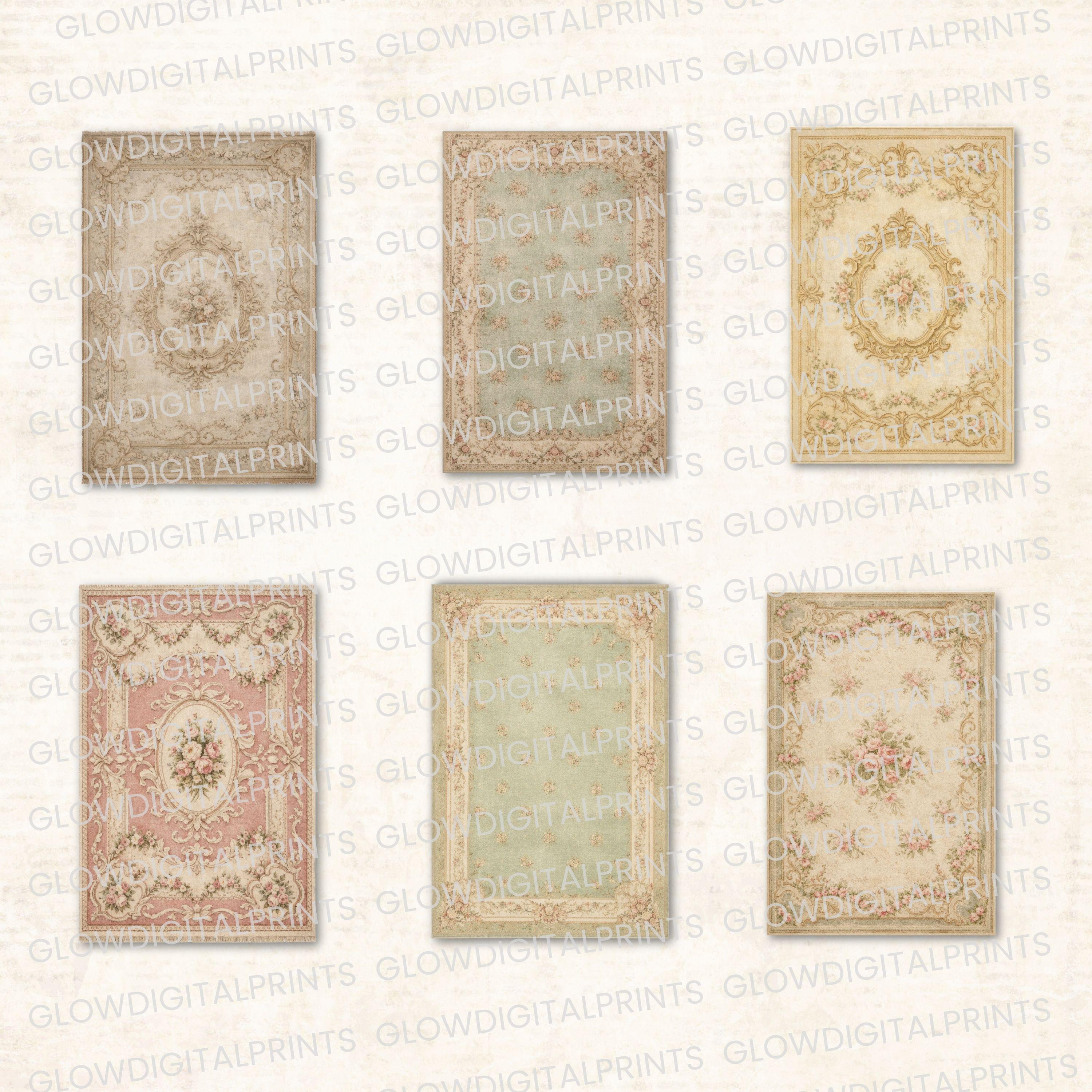 Printable Dollhouse French Rugs, 1:12 Miniature Carpet Set, Aubusson ...