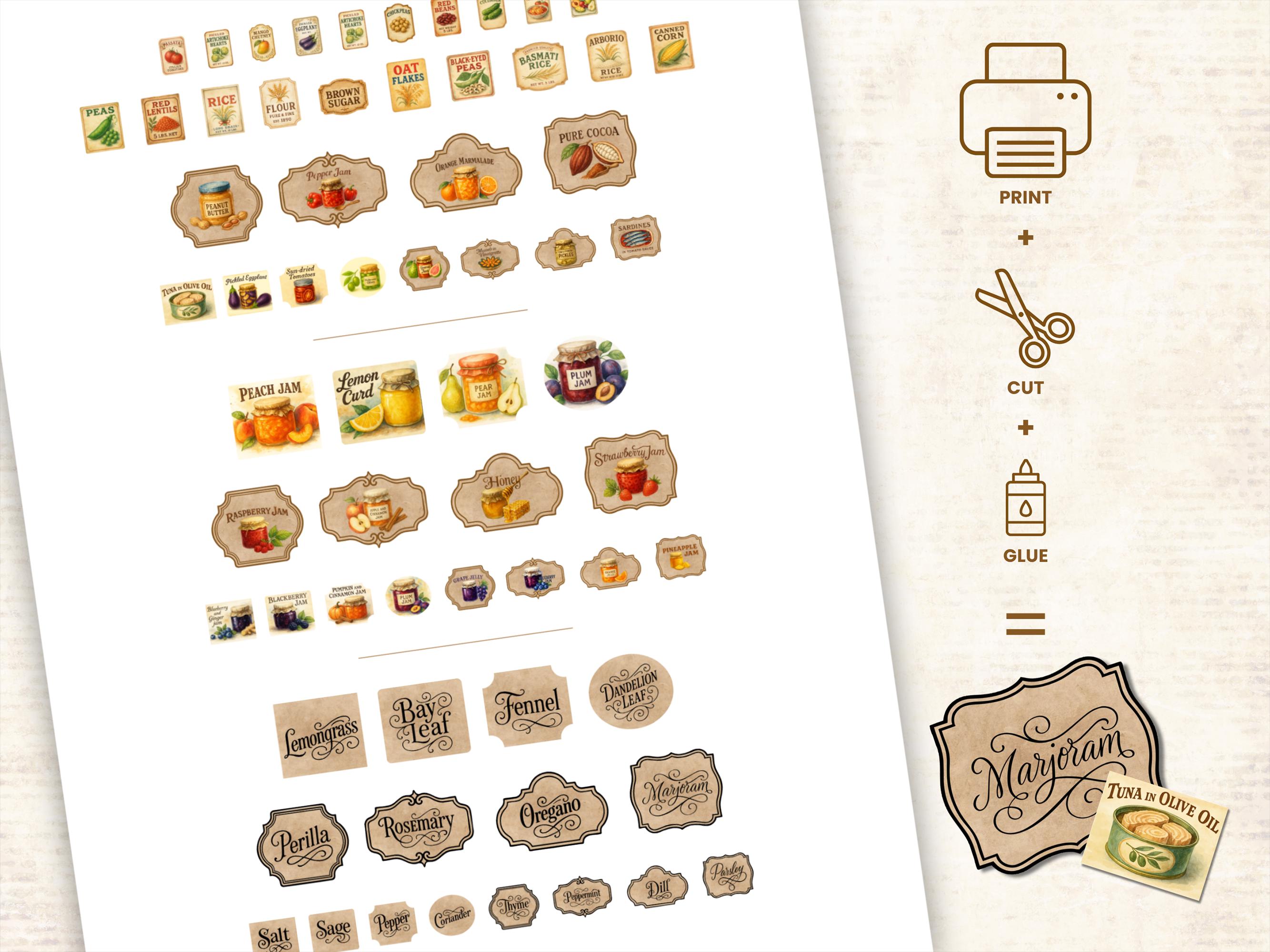 Mini Grocery Store Labels in Various Sizes, Vintage Dollhouse Pantry ...