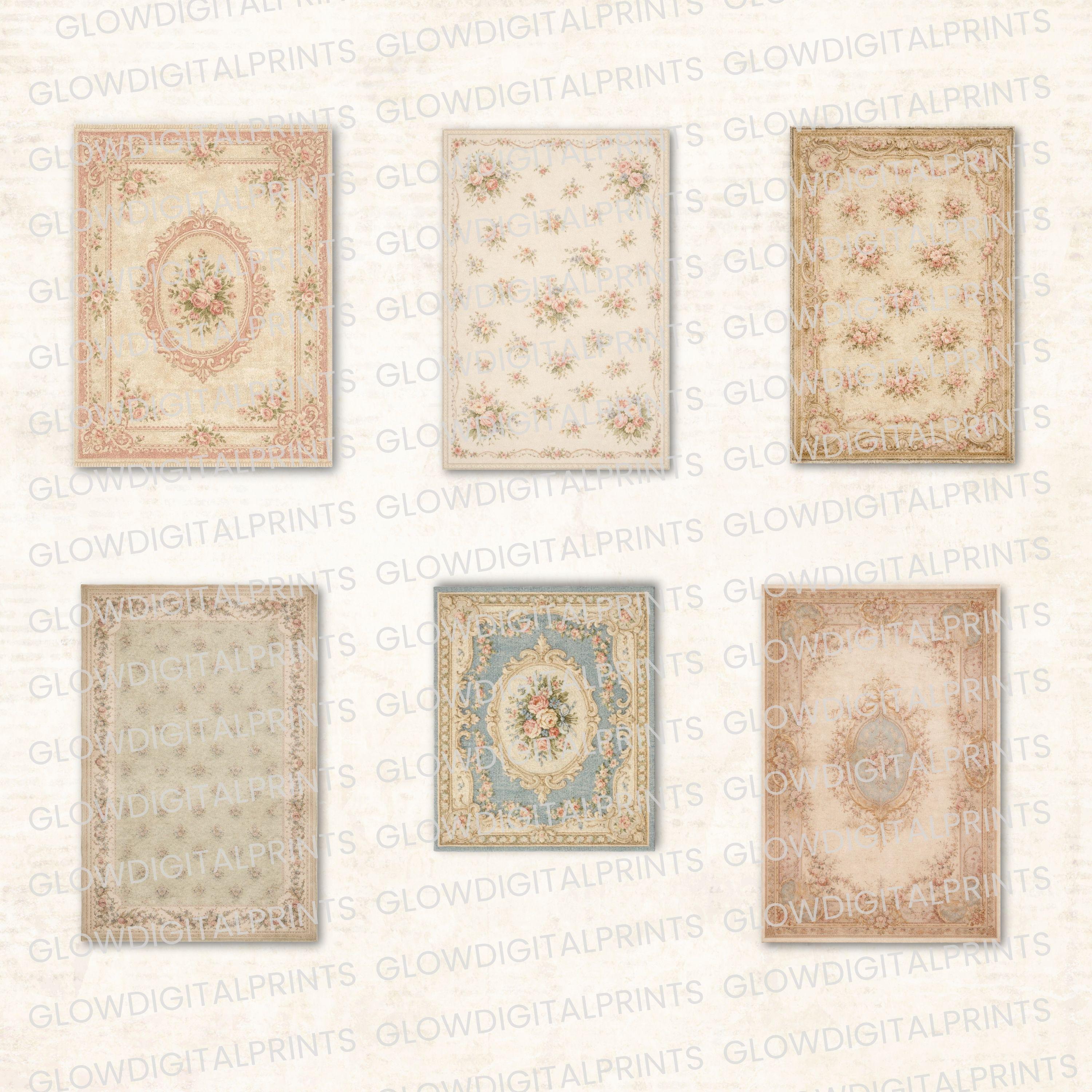 Printable Dollhouse French Rugs, 1:12 Miniature Carpet Set, Aubusson ...