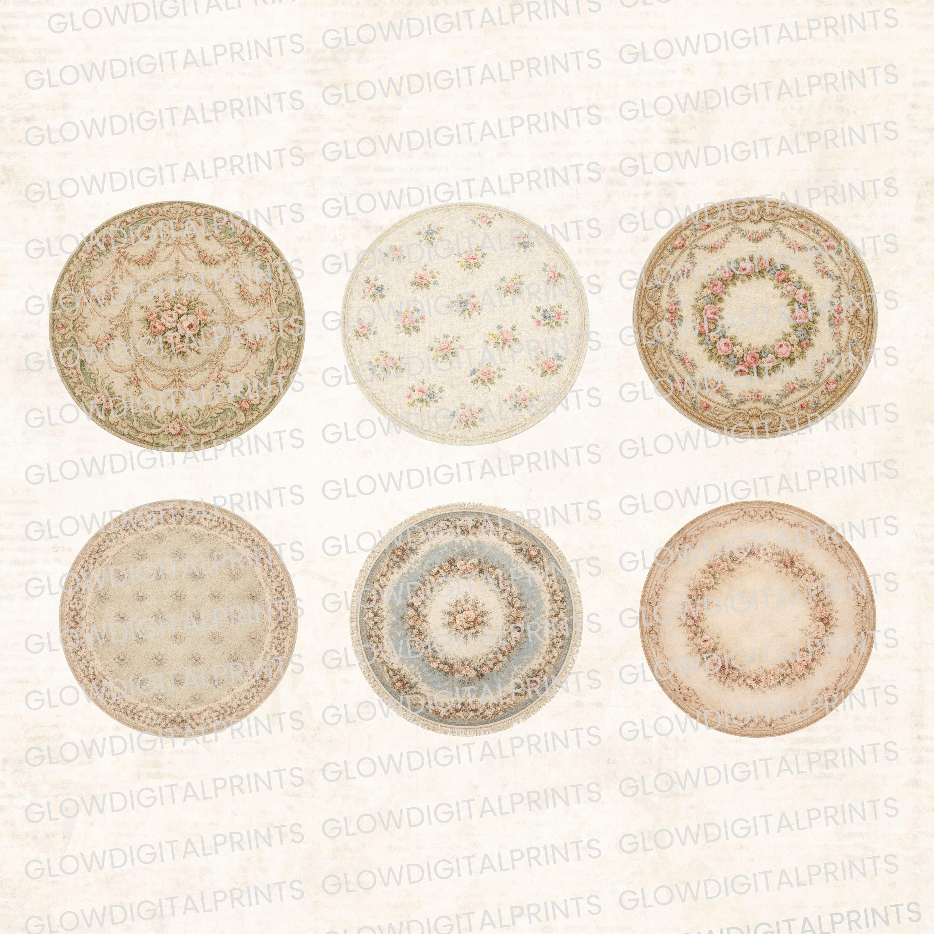 Printable Dollhouse French Rugs, 1:12 Miniature Carpet Set, Aubusson ...