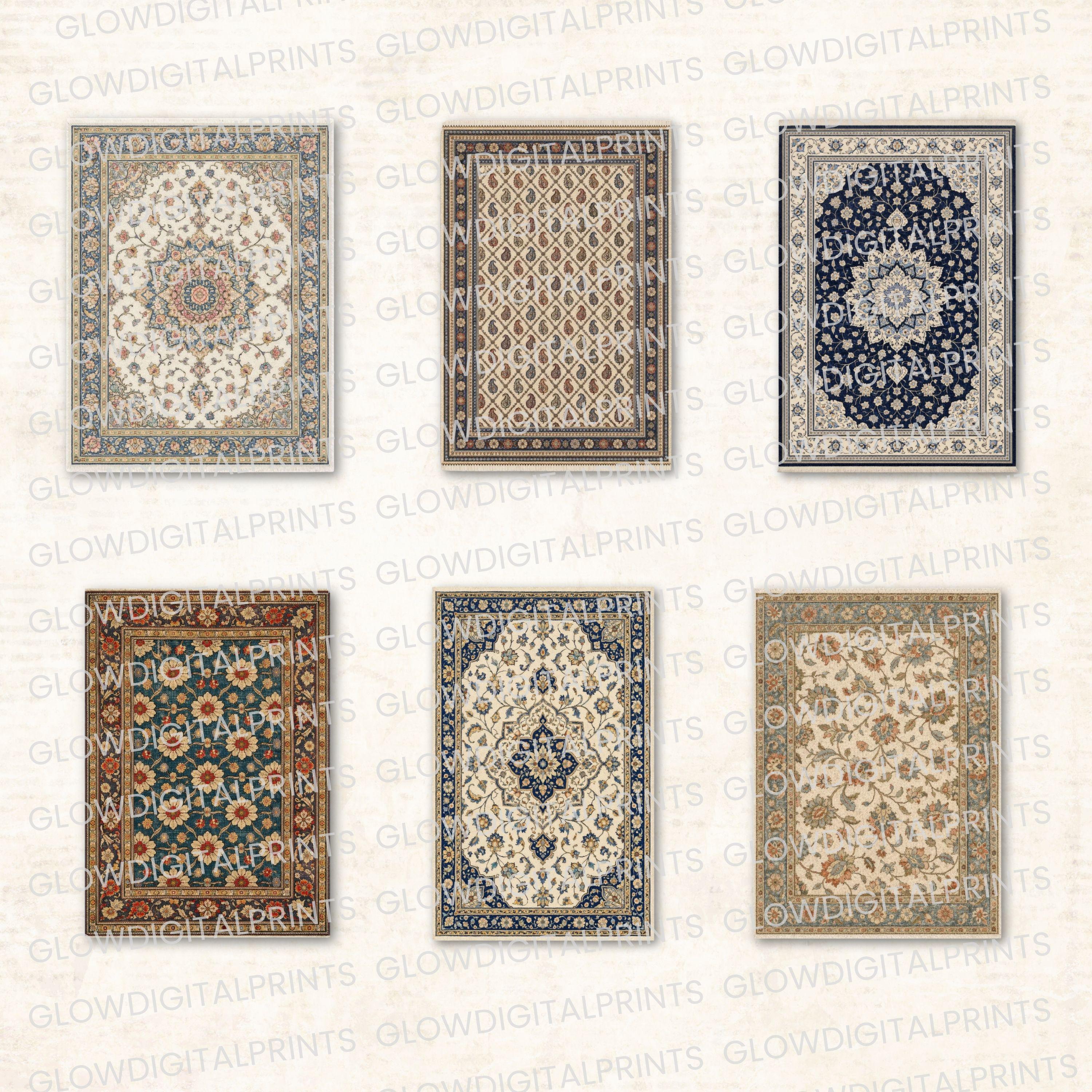 Printable Dollhouse Persian Rugs Set, 1:12 Miniature Carpet Pack ...