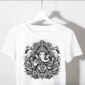 Ganesh T-Shirt – Hindu God Ganesha Shirt – Elephant God Spiritual Tee – Boho Indian Yoga Shirt – Festival Wear – Mandala Graphic Tee