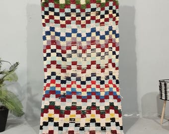 Authentischer marokkanischer Läufer, Bunter Vintage Teppichläufer -Waschbarer Autnetic Läufer Einzigartiger Berber Chekered Teppich - Weicher Teppich Geschenk für Mama