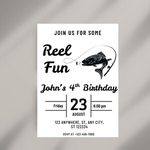 Fishing Birthday Invitation Template, Fishing Birthday Invite, Fish Bday invitation, Reel in the Fun, Boy Birthday, Editable Canva Template