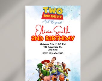 Invito di compleanno a tema Toy, invito di compleanno stampabile, invito di compleanno singolo, invito a tema Toy Story, invito per bambini, invito modificabile