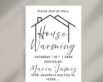 Editable House Warming Invitation, House Warming Party, Modern, Minimalist, Printable Modern Housewarming Invitation Canva Template