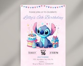 Editable Stitch Birthday Party Invitation Template, Cartoon Birthday Invitation, Stitch Birthday pool Party Invitation, Stitch Bday evite