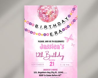 In My Birthday Era Friendship Bracelet Invitation, Girl Birthday Invitation, Birthday Era Digital Download Printable Editable Canva Template
