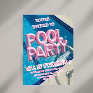 Editable Girls Pool Party Birthday Invitation Template Pool Party Birthday Party Invite Girls Teenage Birthday Invite Digital Download