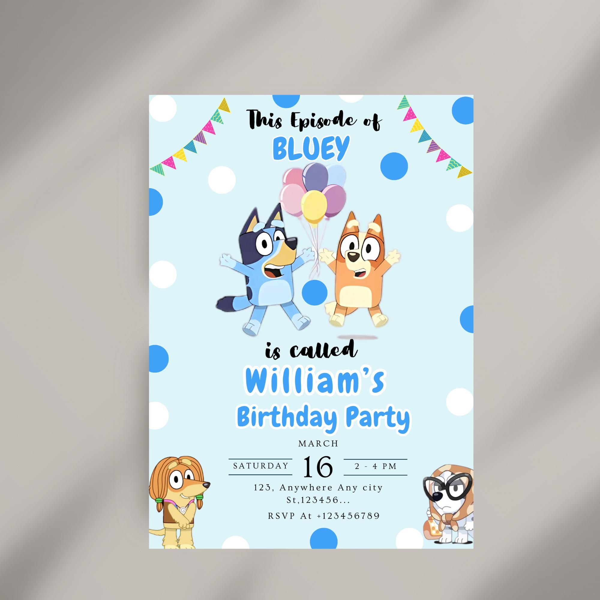 Editable Bluey Birthday Template