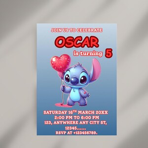 Stitch Birthday Invitation Editable Template, Canva Editable Birthday Invitation, Stitch Birthday Party Invitation, Invite Canva Template
