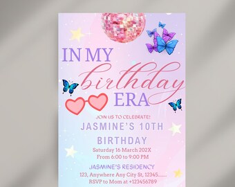 In My Birthday Era Friendship Bracelet Invitation, Girl Birthday Invitation, Birthday Era Digital Download, Printable Editable Template