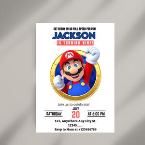Super Mario Birthday Invitation, Editable Printable Mario Invitation Birthday Template, Mario Bros Invitation, Editable Template Canva
