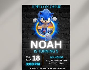 Sonic Invitation Template For Kids Birthday Party Invite Super Sonic Printable Editable Invitation Sonic Party Invite Instant Download