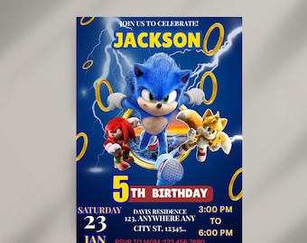 Sonic Invitation Template For Kids Birthday Party Invite Super Sonic Printable Editable Invitation Sonic Party Invite Instant Download