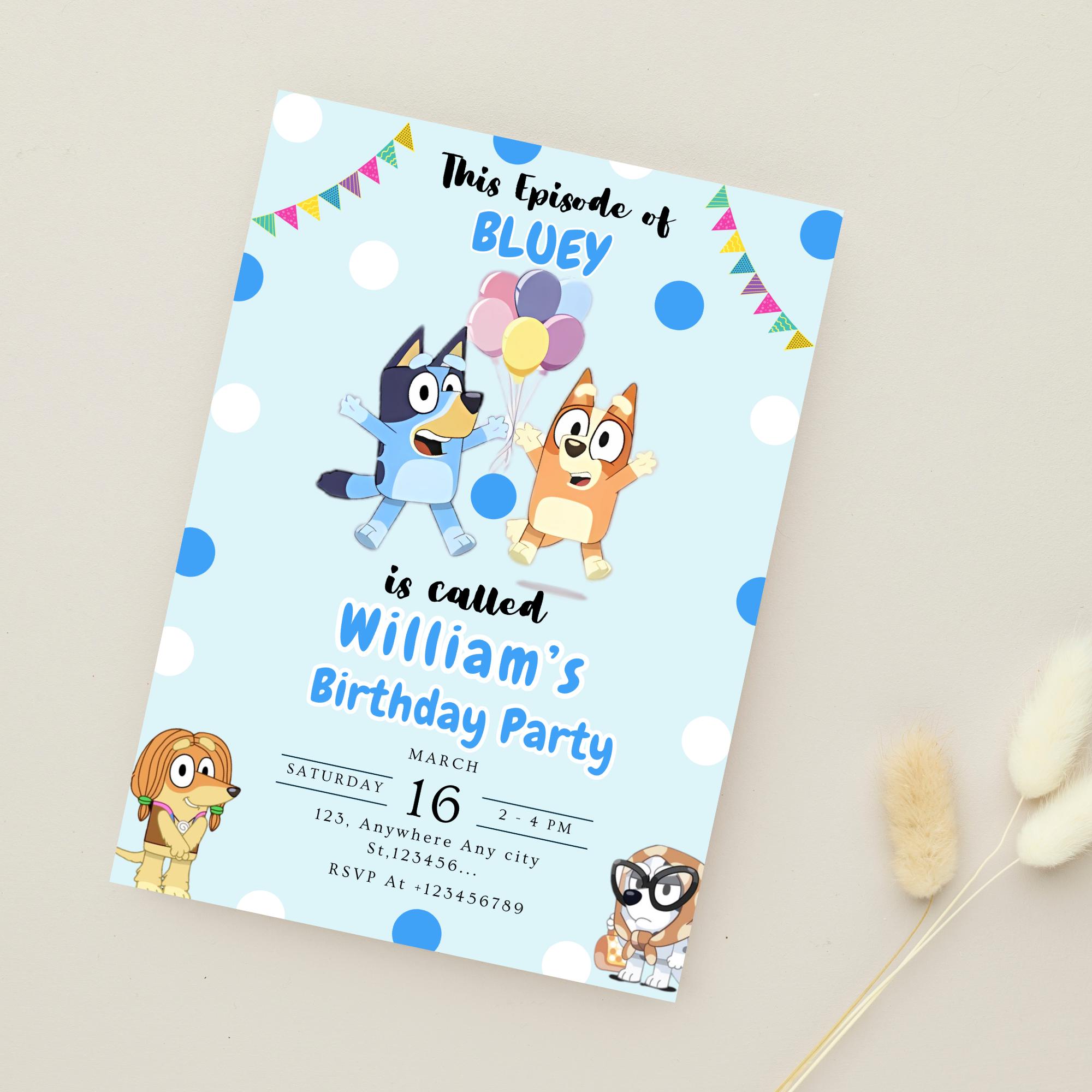 Editable Bluey Birthday Template