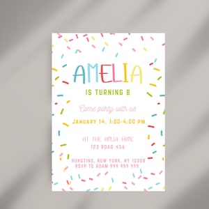 Editable Confetti Birthday Invitation, Colorful invite, Simple Birthday Invitations, Printable Template, Any Age Birthday, Instant Download