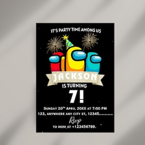 Among Us Birthday, Among Us Invitation, Imposter, Kids Birthday, Among Us Party, Birthday Invitation, Video Game Party, Editable Invitation