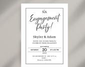 Engagement Invitation Party Template, Modern Minimalistic Engagement Invite, Black And White, Editable Printable, DIY Wedding