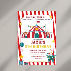 Carnival Birthday Invitation Carnival Invitation Circus Birthday Invitation Circus Invitation Circus ticket Carnival Printable Invitation