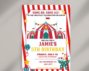 Invitación de cumpleaños de carnaval Invitación de carnaval Invitación de cumpleaños de circo Invitación de circo Boleto de circo Invitación imprimible de carnaval