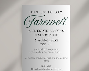 Editable Farewell Party Invitation, Going Away Party, See you later, Moving, Adventure, Instant Download, Printable Next Adventure Farewell